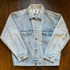 VTG Trucker Jean Jacket Pepsi Light Wash 90's Button-up Flap Western Small Retro
